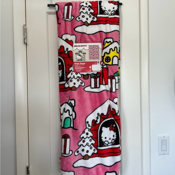 Hello Kitty Other - New Hello Kitty Christmas Pink Cabin House Plush Throw Blanket 50” x 70”